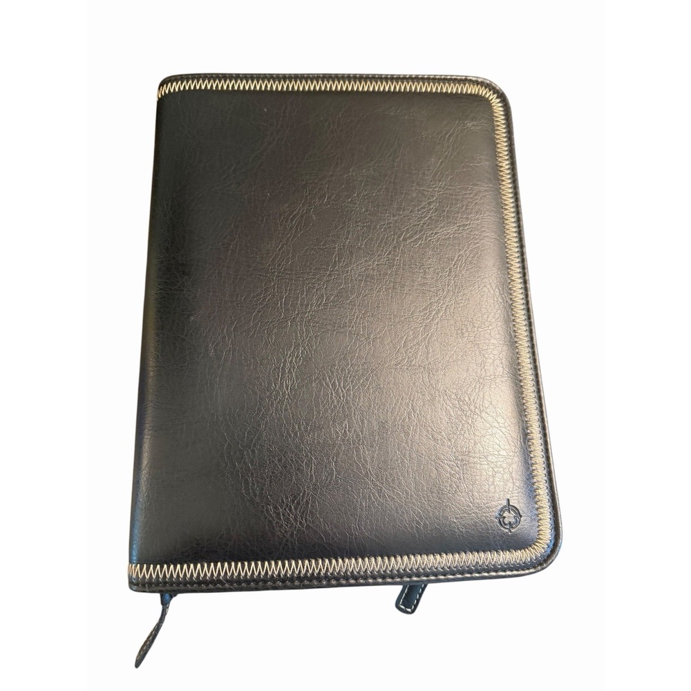 Franklin Covey Planner Black 7 Ring Leather Heritage Zip Around Binder